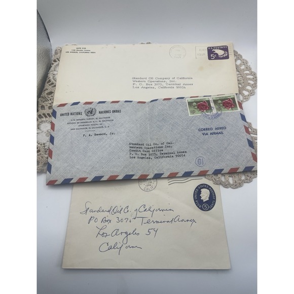 Vintage 1964 Standard Oil Company Envelopes With Postmarks And Stamps